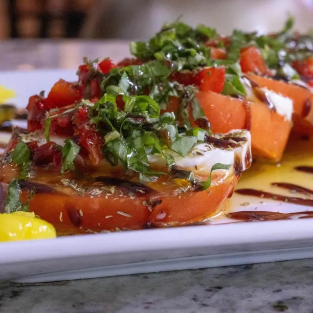 Tomato and mozzarella salad with fresh basil